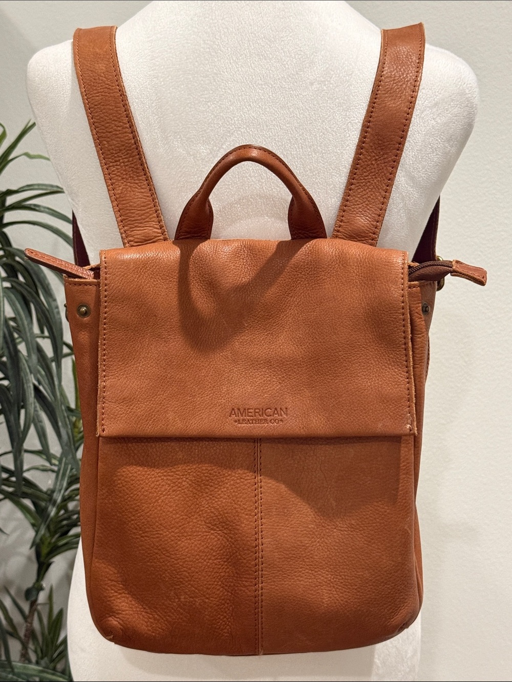 American Leather Co. Liberty Backpack Brandy Shade 100% Genuine Soft Leather.